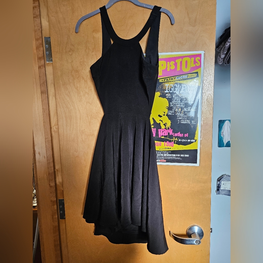 EXPRESS Black Halter Fit and Flare Midi Dress